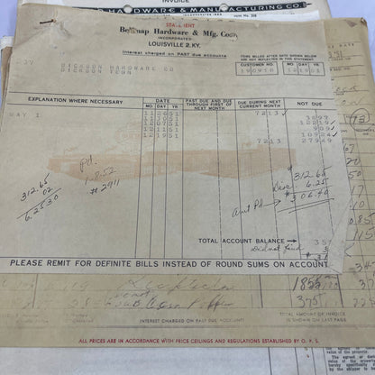 c1951 Huge Lot of Belknap Hardware & Mfg Co Louisville KY Billhead Invoices TC5