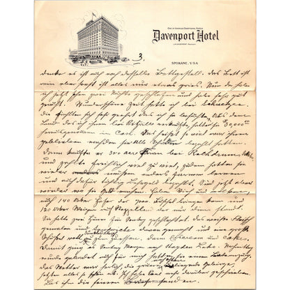 1927 Original Handwritten 5 Page Letter Davenport Hotel Letterhead Spokane WA C7