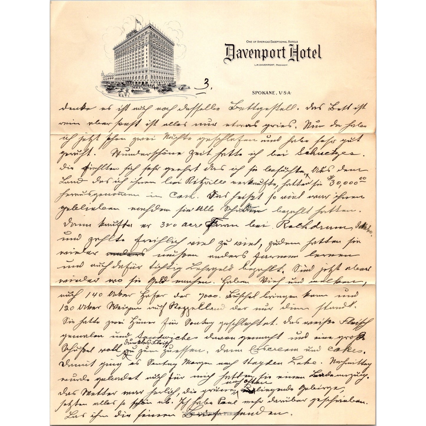 1927 Original Handwritten 5 Page Letter Davenport Hotel Letterhead Spokane WA C7