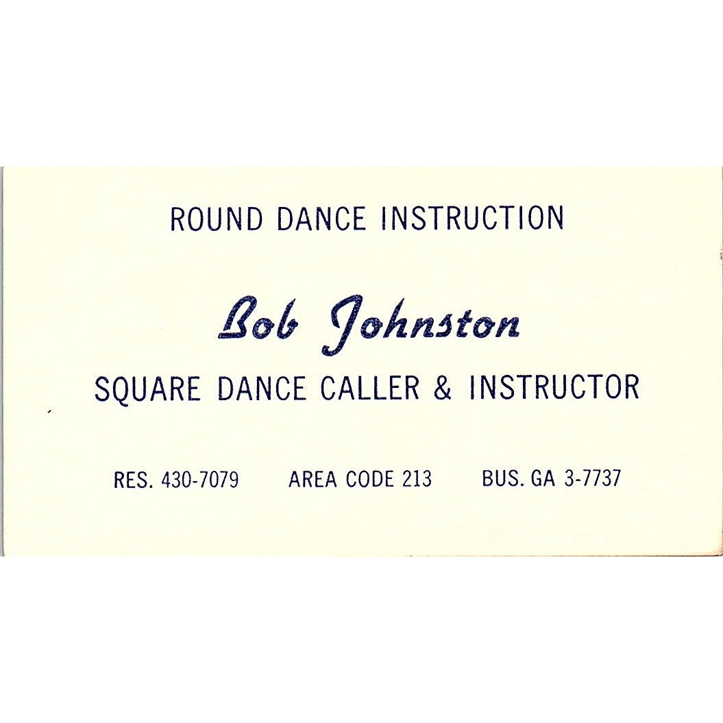 Bob Johnston Western Wear Square Dance Caller Long Beach Business Card SD9-B11
