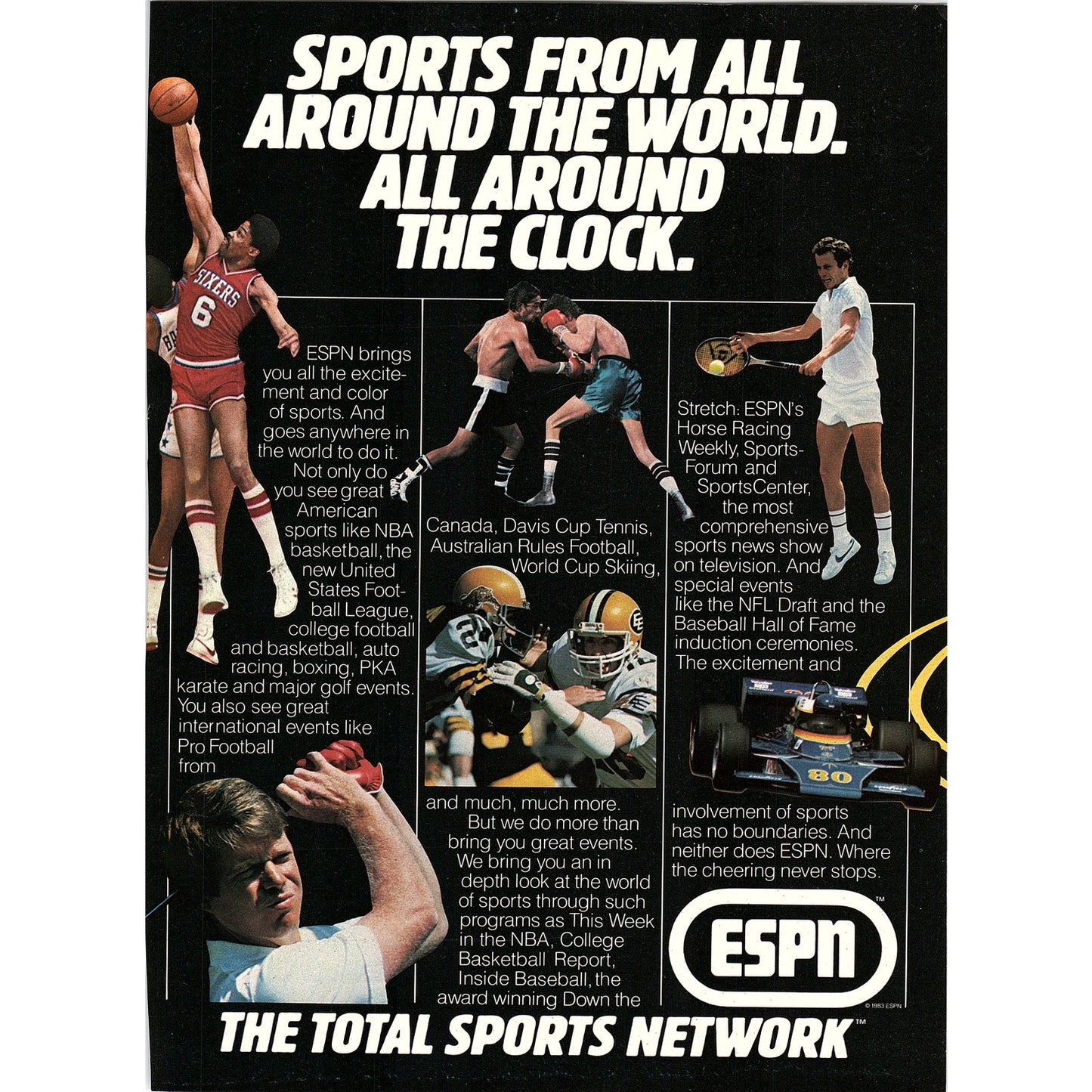 ESPN Total Sports Network Julius Erving 8x11" 1983 Ad D26