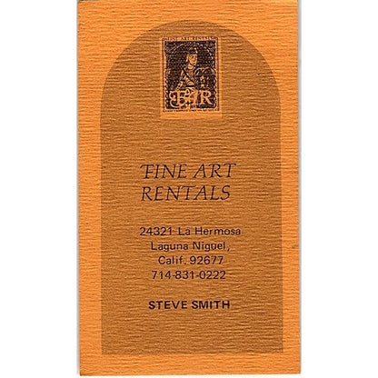 Steve Smith Fine Art Rentals Laguna Niguel CA Vintage Business Card SD9-B4