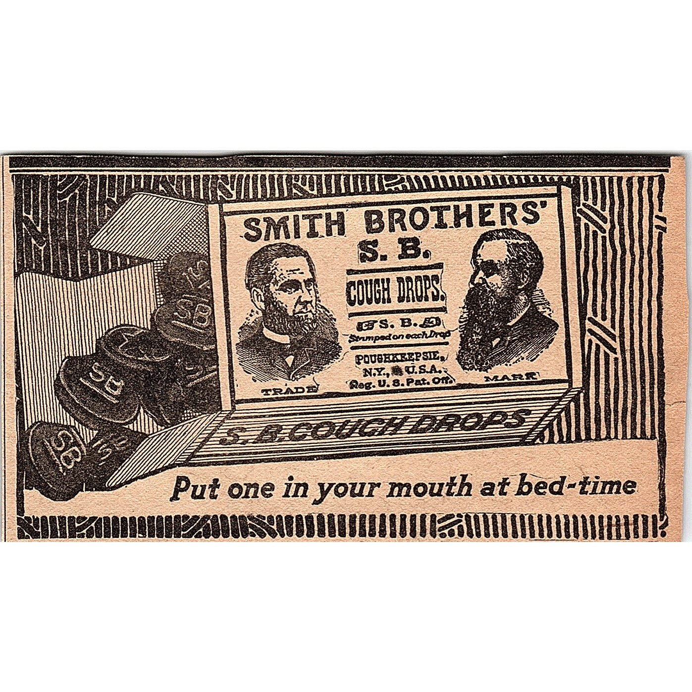 Smith Brothers' S.B. Cough Drops Poughkeepsie NY 1920 Ad AG2-6