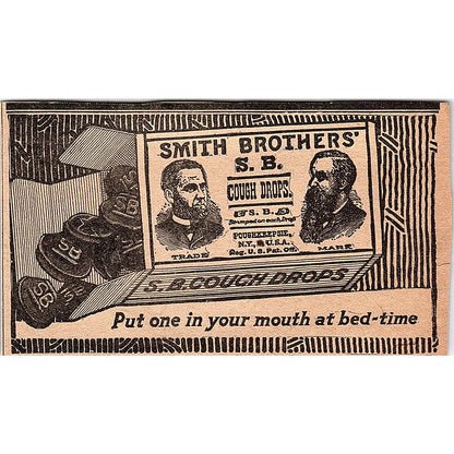 Smith Brothers' S.B. Cough Drops Poughkeepsie NY 1920 Ad AG2-6