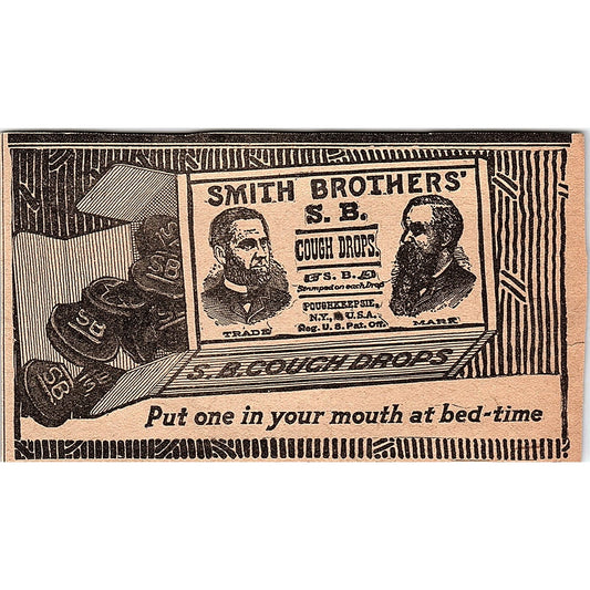 Smith Brothers' S.B. Cough Drops Poughkeepsie NY 1920 Ad AG2-6