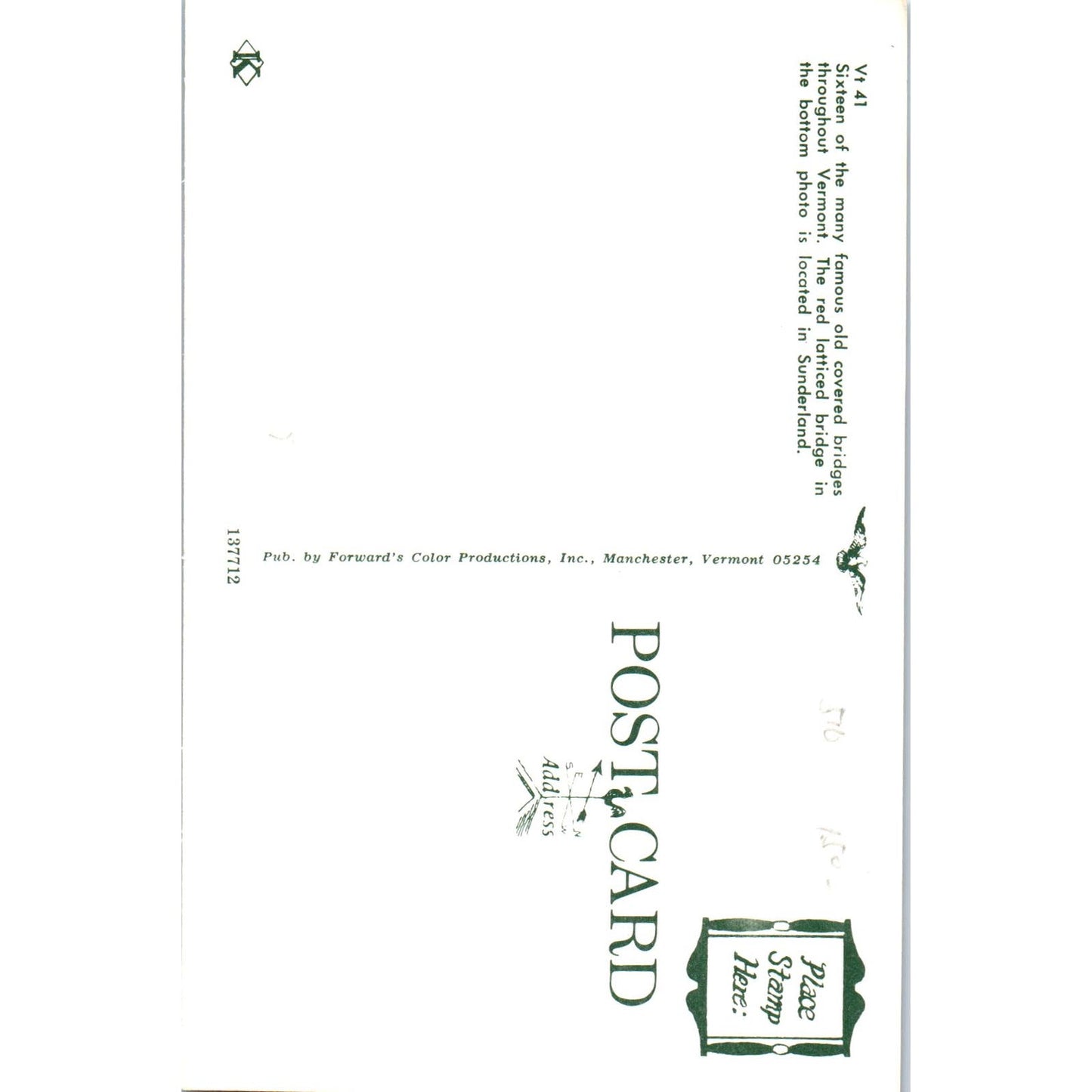 16 Famous Covered Bridges in VT Vintage Covered Bridge Postcard PD6