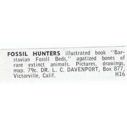 Dr. L.C. Davenport Fossil Hunters Victorville CA 1964 Magazine Ad AB6-LJS8