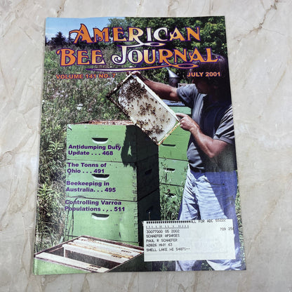 2001 July American Bee Journal Magazine Bees Beekeeping Honey M7