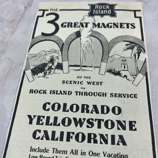 1937 Rock Island Railway CO CA Yellowstone 4.5x12 Magazine Advertisement FL6-6