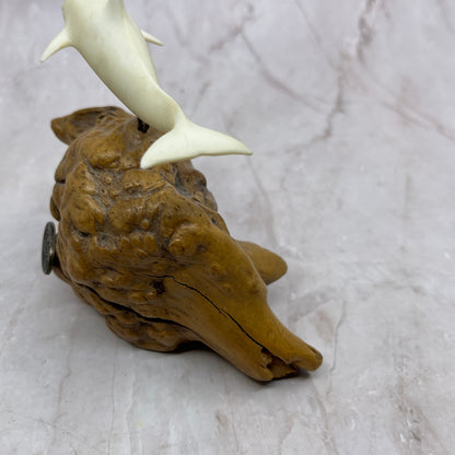 Vintage John Perry Studio Dolphin Burl Wood Art Sculpture Ocean 5x7" TF4