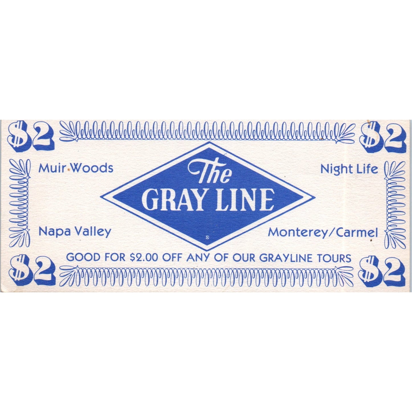 Vintage San Francisco Pier 39 Gray Line Sightseeing Tour Card CA TH9-CB