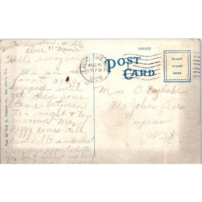 1929 Public Library and YMCA Eau Claire WI Vintage Postcard PD9