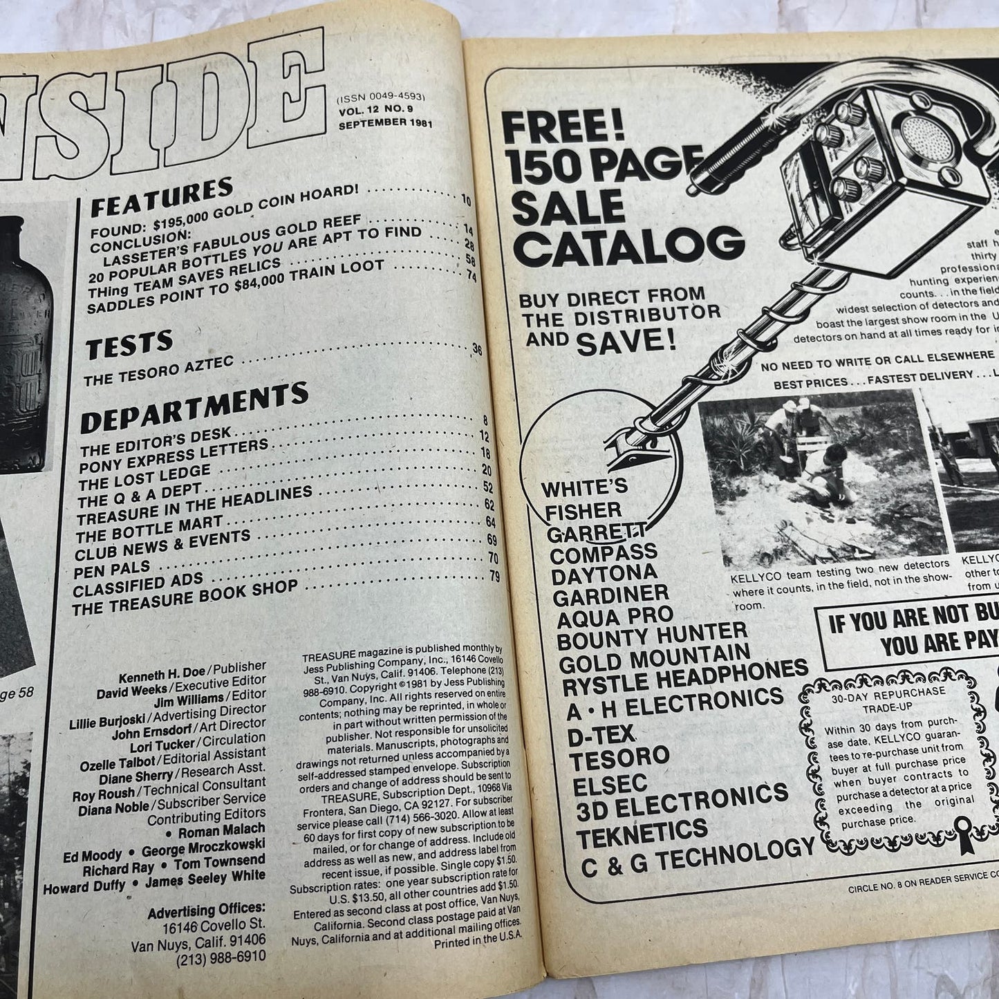 1981 Sept - Treasure Magazine - Treasure Hunting Metal Detecting Gold Coins M10