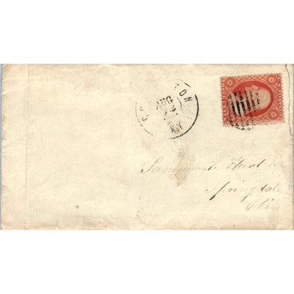 Used 3 Cent 1851 George Washington Stamp Bar Cancellation Postal Cover TH9-SX2