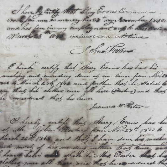1843 Handwritten Testimony Providence Smithfield RI John Foster Sterry Evans AE6