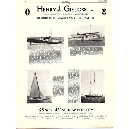 Dodge Boats, Henry J. Gielow Yacht Designer 1932 Ad V1-4