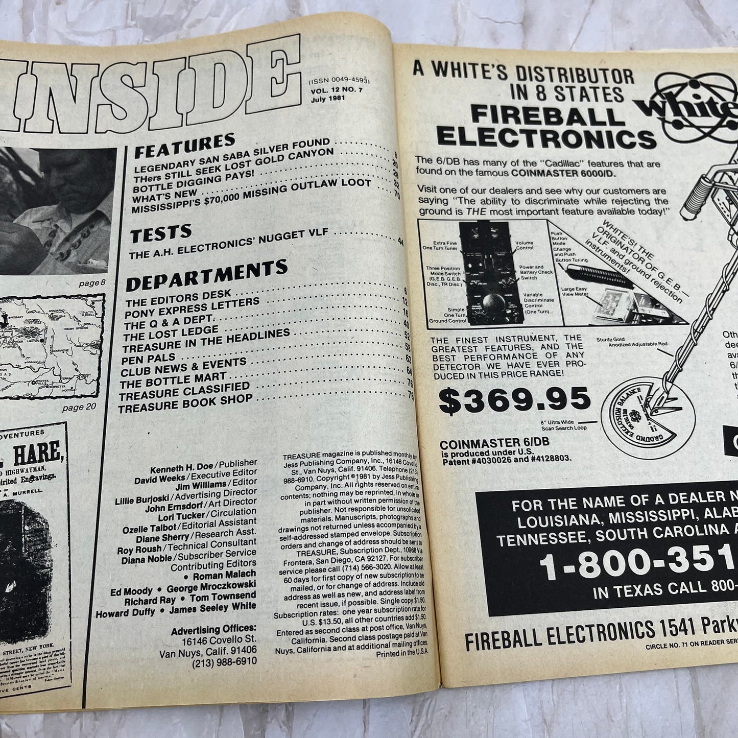 1981 July - Treasure Magazine - Treasure Hunting Metal Detecting Gold Coins M10