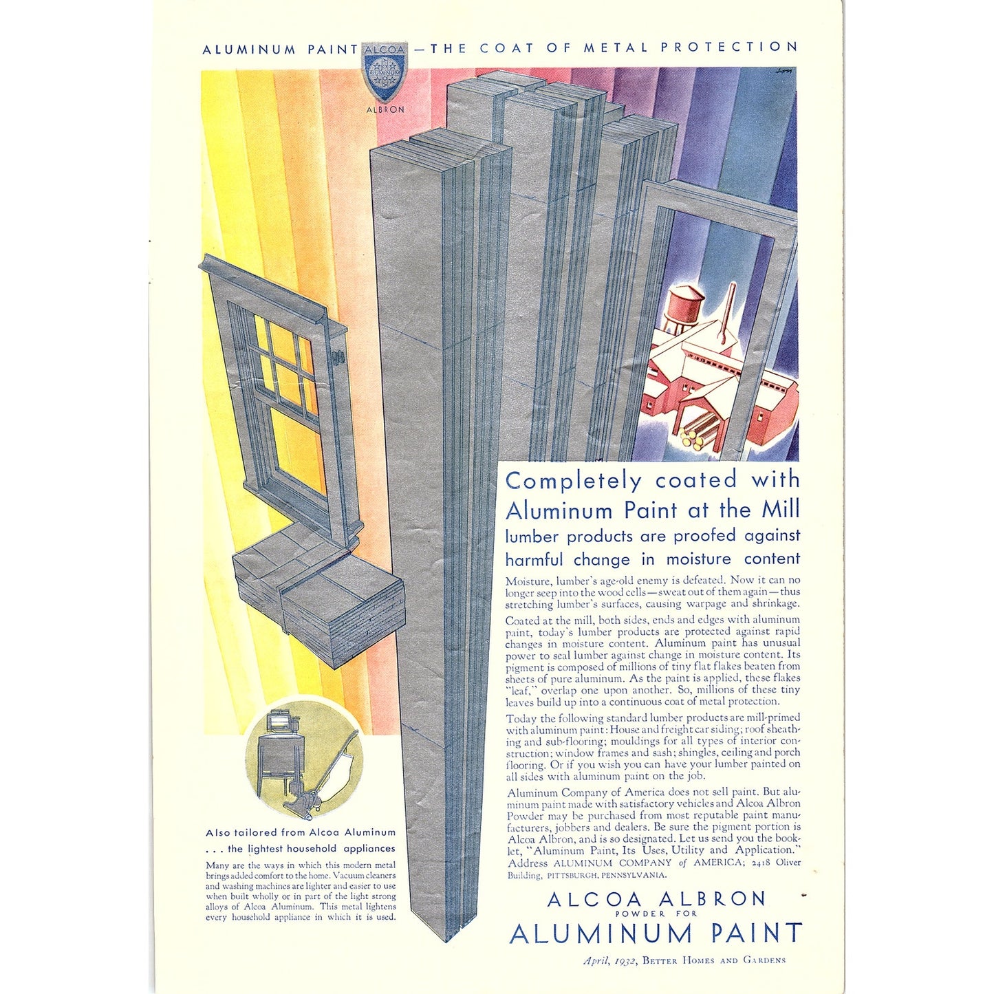 1932 Art Deco Alcoa Albron Aluminum Paint Original Magazine Ad 8x11 V4