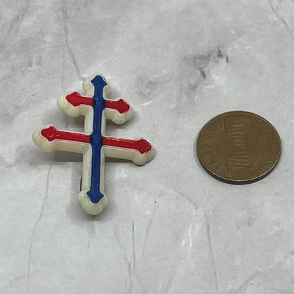 WWII Free French Cross of Lorraine Celluloid Button Pin SC1