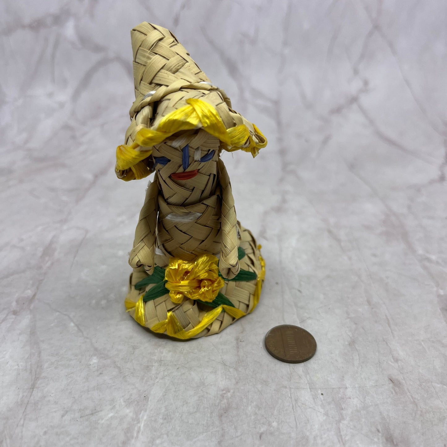 Vintage Handmade Straw Doll Folk Art 4" High SD2