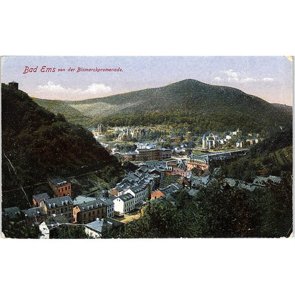 Bad Ems Von Der Bismarckpromenade German Antique Postcard PE9