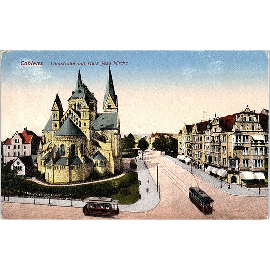 Coblenz Löhrstraße Mit Herz Jesu Kirche German Antique Postcard PE9