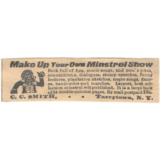Make Your Own Minstrel Show C.C. Smith Tarrytown NY 1910 Magazine Ad AF1-SS9