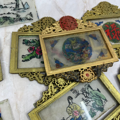 Vintage Huge Lot of Oriental Chinese Japanese Mini Wall Art Plaques TF5