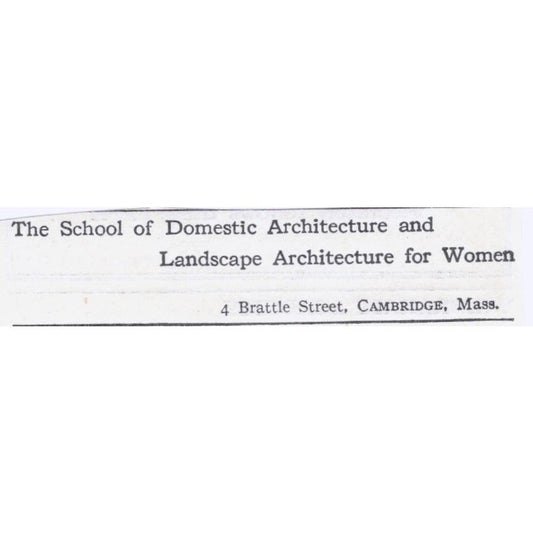 The School of Domestic & Landscape Architecture for Women MA c1918 Ad AE5-SA10