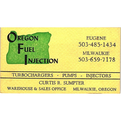 Oregon Fuel Injection Curtis Sumpter  Milwaukie Vintage Business Card SB4-B8