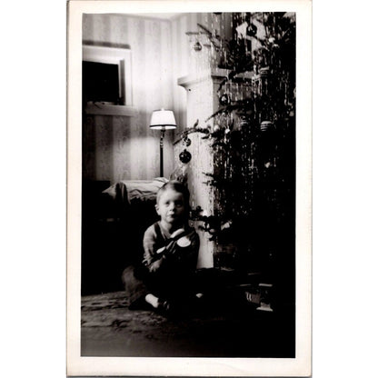 1946 Boy With Airplane Under Christmas Tree West Salem WI 4x6" Photo AI9-H4