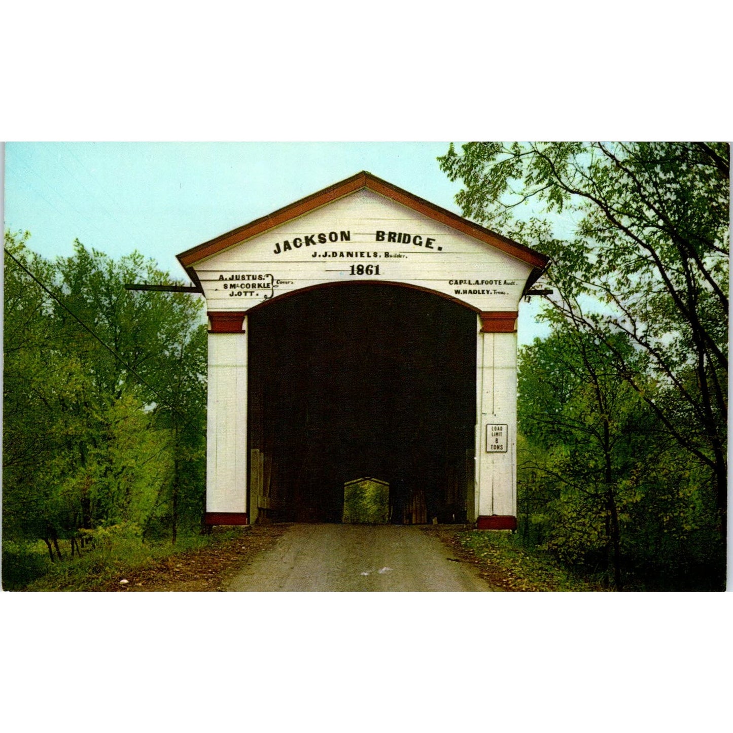 Jackson Bridge Parke County Turkey Creek IN Vintage Covered Bridge Postcard PD3