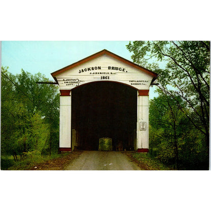 Jackson Bridge Parke County Turkey Creek IN Vintage Covered Bridge Postcard PD3