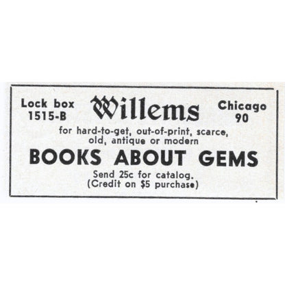 Willems Books About Gems Chicago IL 1964 Magazine Ad AK6-S9