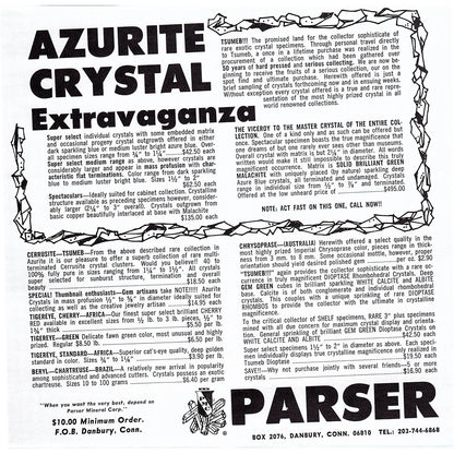 Parser Azurite Crystal Extravaganza Danbury Connecticut 1972 Ad AF8-2