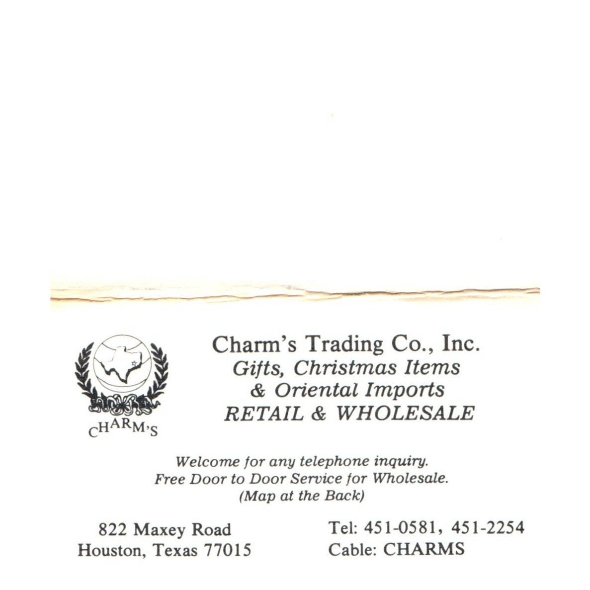 Vintage Charms Trading Co. Inc Gifts Christmas Houston TX Business Card SF3-B1