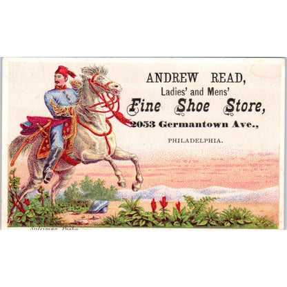 Andrew Read Fine Shoe Store Philadelphia c1880 Victorian Trade Card AE7