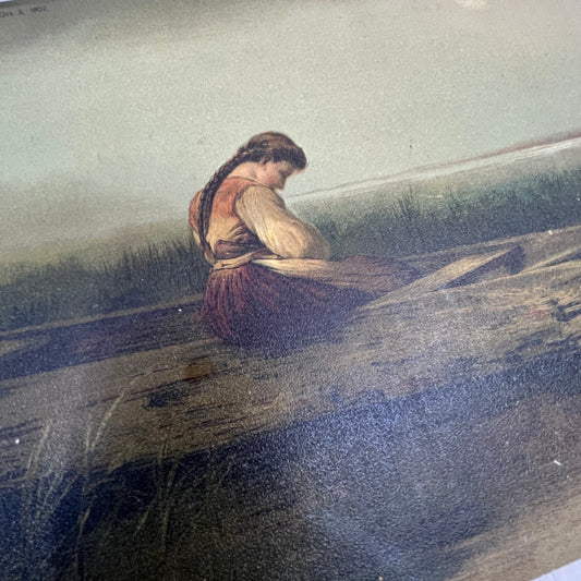 1902 Heinrich Vosberg "Alone and Forsaken Art Print Lithograph 8x15 FL6-3