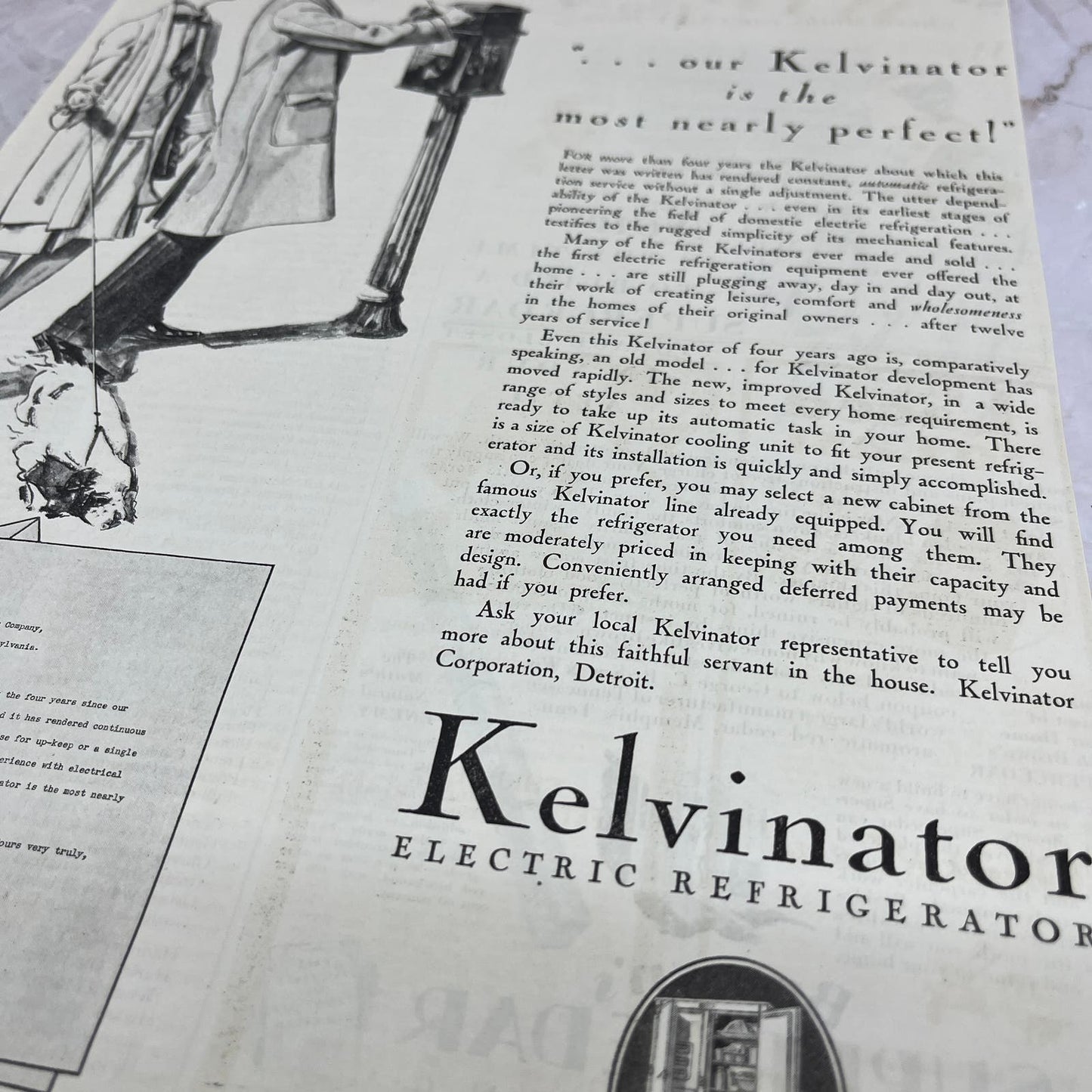 Kelvinator Electric Refrigerators 1928 Original Magazine Advertisement FL6-8