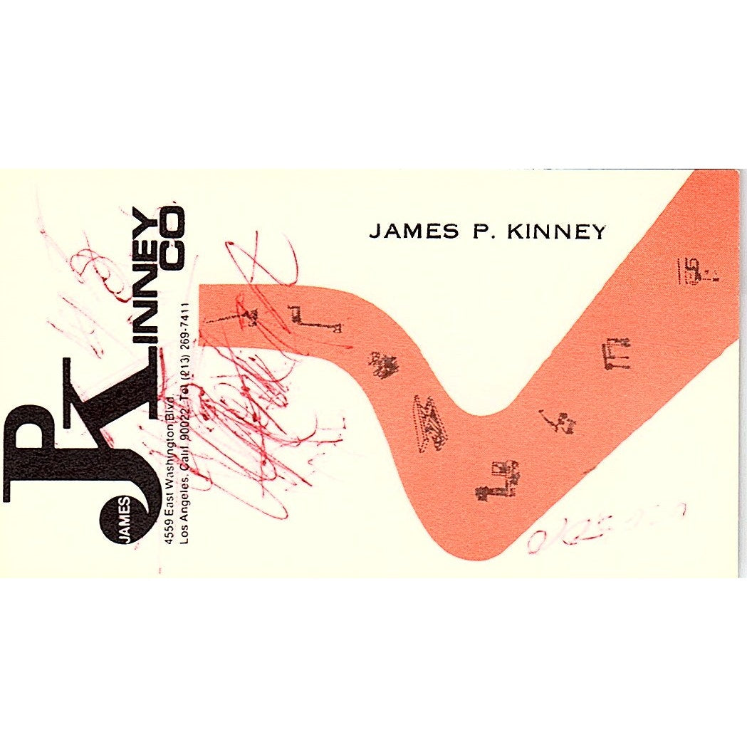 Kinney Co James P Kinney Los Angeles Vintage Business Card SB4-B9