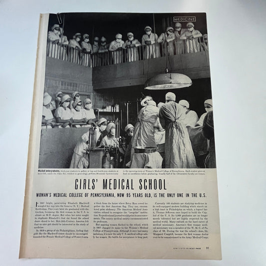 Woman's Medical College of Pennsylvania 2 Pages 1940s WWII Era Article V29-5