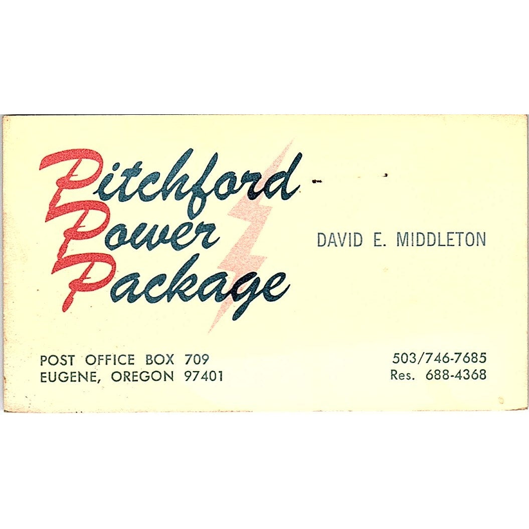 Pitchford Power Package David E. Middleton Oregon Vintage Business Card SB4-B2