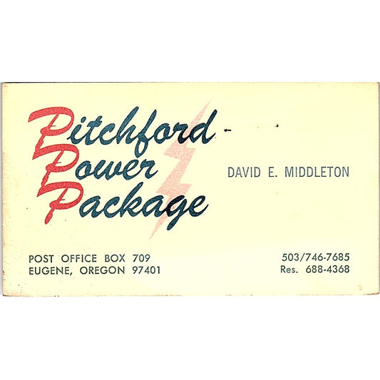 Pitchford Power Package David E. Middleton Oregon Vintage Business Card SB4-B2