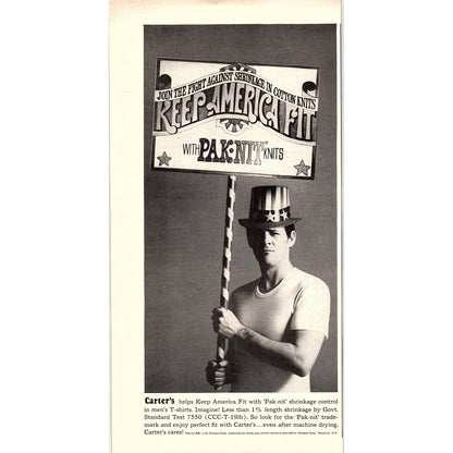 Carter's Pak-nit Men's T-Shirts Compax Corp Woodside NY 1967 Ad AG2-1