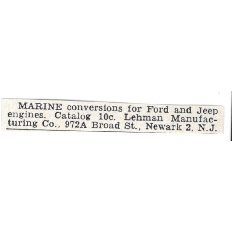 Marine Conversions - Lehman Manufacturing Co Newark NJ 1955 Ad AG1-S2