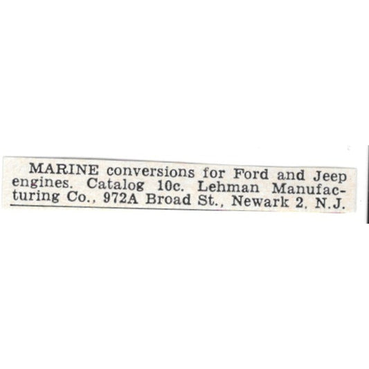 Marine Conversions - Lehman Manufacturing Co Newark NJ 1955 Ad AG1-S2