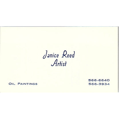 Janice Reed Artist Oil Paintings Vintage Business Card SE3-B11