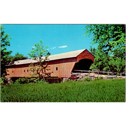 Hemlock Bridge Fryeburg Bridgton Maine Saco River Covered Bridge Postcard PC1