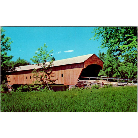 Hemlock Bridge Fryeburg Bridgton Maine Saco River Covered Bridge Postcard PC1