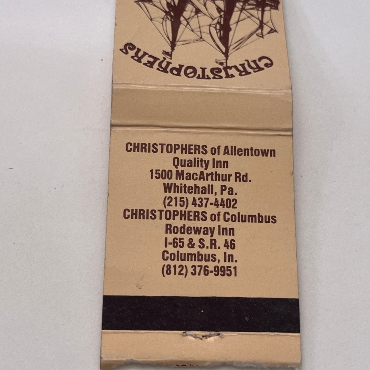 Christopher's of Allentown, Columbus Vintage Matchbook Cover MM3-3